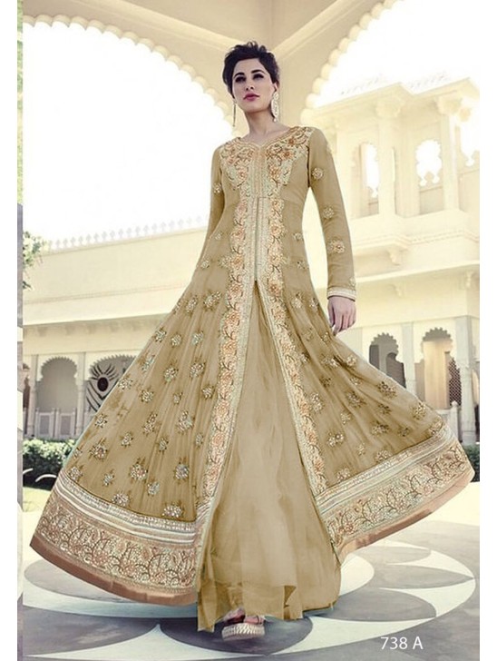 Gold colour best sale long dress